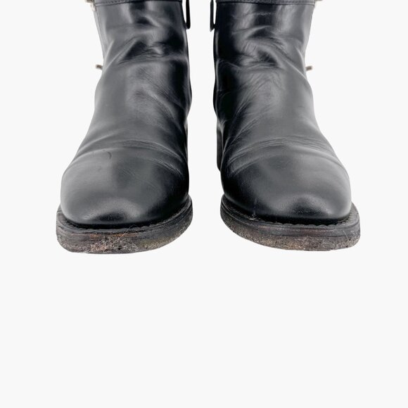 Chanel CC Turnlock Ankle Boot Size 36.5 US 5.5-6 Black Leather Moto Biker Bootie - Picture 6 of 15